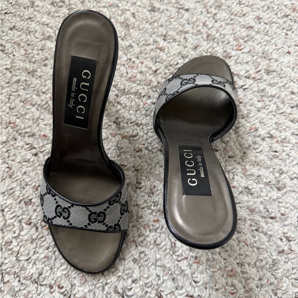 Gucci Shoes - Gucci Black and Gray Heels